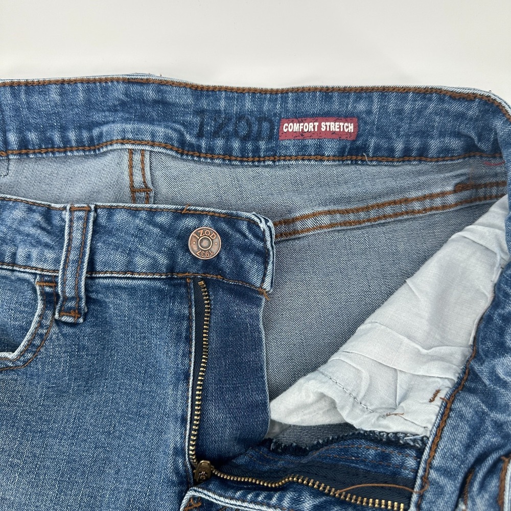 Izod‎ Jeans Mens Blue Denim Skinny 5-Pocket Low Rise Stretch Comfort Everyday - Picture 6 of 9
